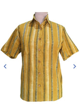 Men’s Hand Block Printed Button Down – Yellow/Blue/Cream