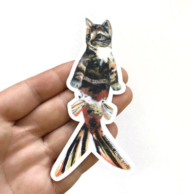 Orange Cat Mermaid Sticker