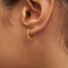 18K Gold Dainty Beaded Hoops