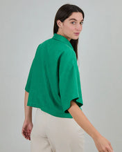 Green Boxy Squared Blouse – Linen & Ecovero Viscose by Brava Fabrics