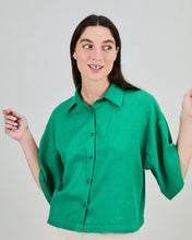Green Boxy Squared Blouse – Linen & Ecovero Viscose by Brava Fabrics