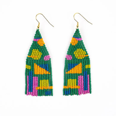 Shapes Fair Trade Beaded Fringe Earrings (Multiple Colors)