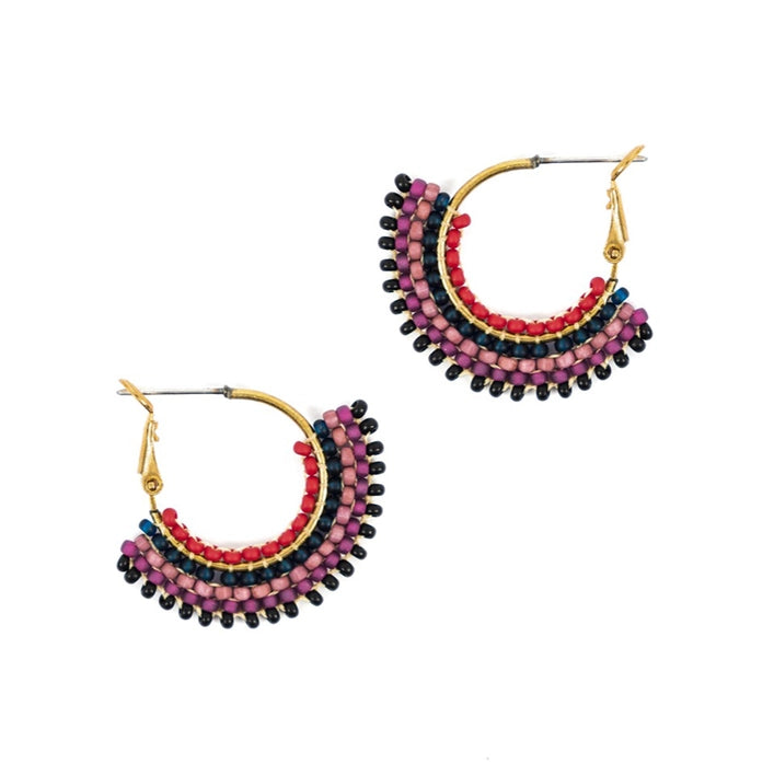 Beaded Skirt Hoop Earrings