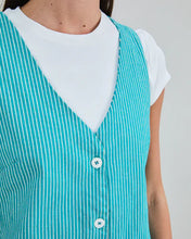 Organic & Recycled Cotton Denim Stripes Pinafore Dress