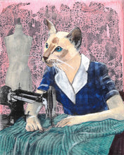 Sewing Cat Art Print