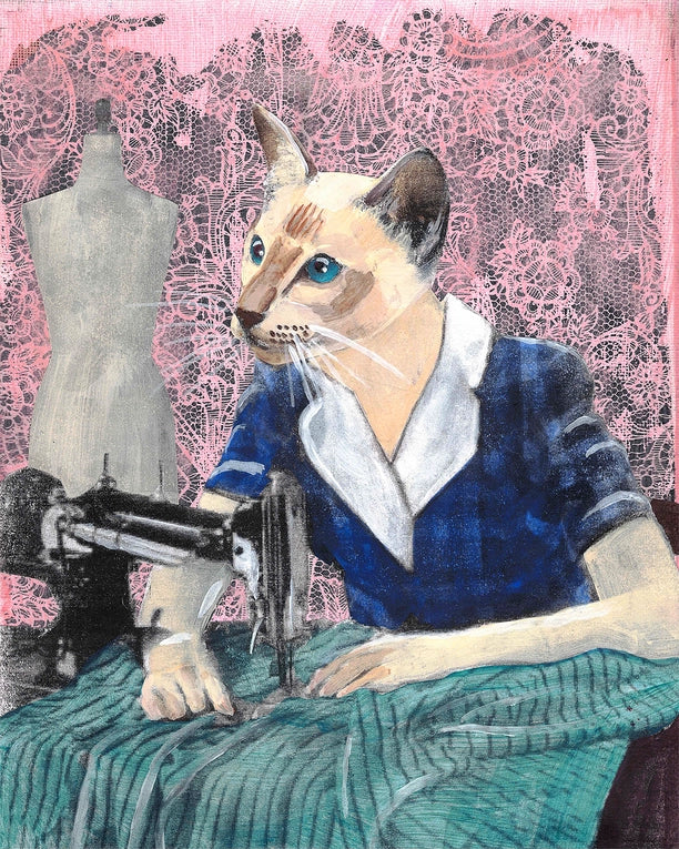 Sewing Cat Art Print