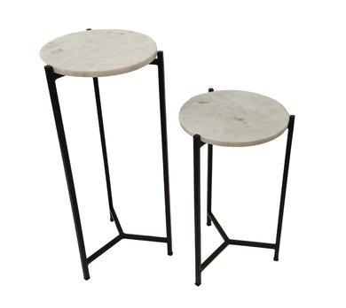 White Marble Accent Tables (Set of 2)