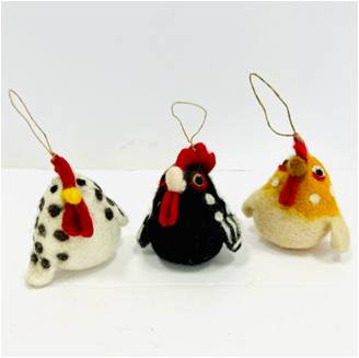 Chicken Fair Trade Felt Ornaments