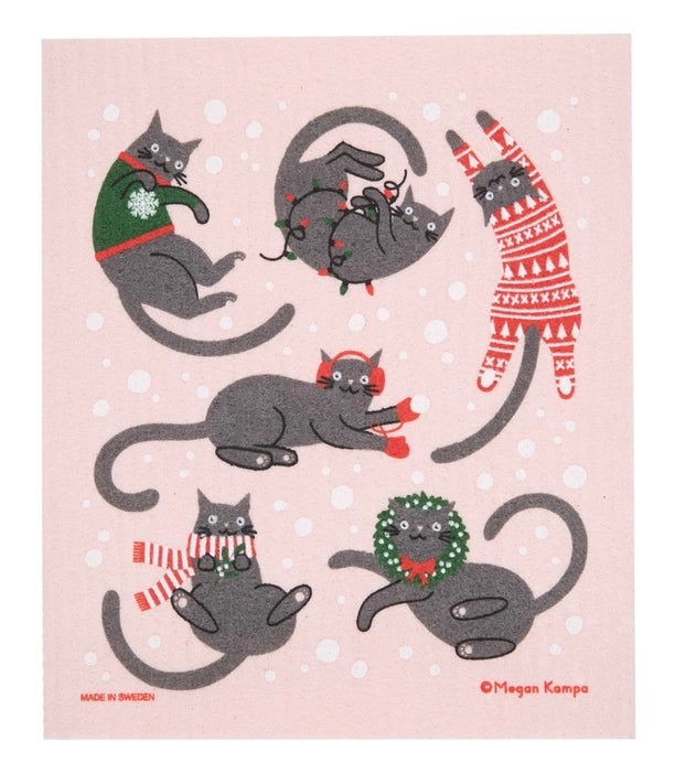 Christmas Cats Swedish Dishcloth