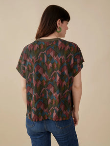 Geo Jewels Caitlin Top - Organic Fair Trade Boxy Tee