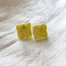 Checkered Block Studs | Polymer Clay Earrings