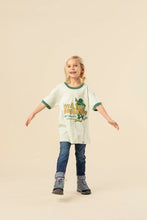 Give A Hoot, Don't Pollute Youth Short Sleeve Ringer Tee - Pistachio/Palm Leaf