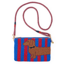 Striped Dachshund Seed Bead Clutch With Strap