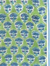 Women’s Cotton Pajama Set--Green with Blue Blossom