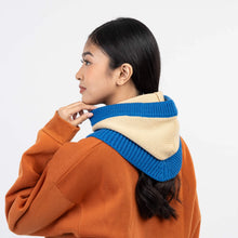 Blue Colorblock Knit Hood
