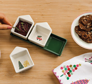 Glitzmas Christmas Dipping Dish With Tray Set