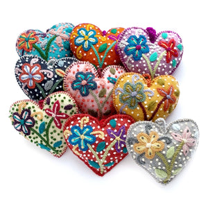 Colorful Heart Fair Trade Felt Wool Ornament