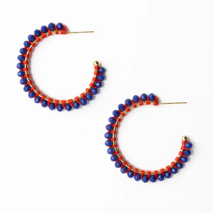 Crystal Threaded Beads Hoops (Multiple Colors)