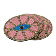 Pink Evil Eye Beaded Coasters