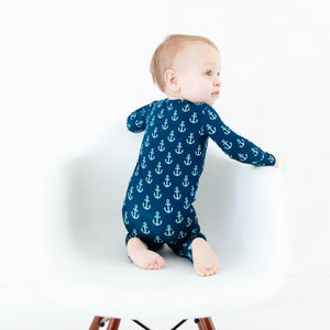 Hooked On You Nautical Bamboo Baby Convertible Footie Pjs
