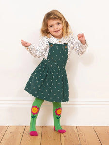 Green Corduroy Flower Dot Pinafore