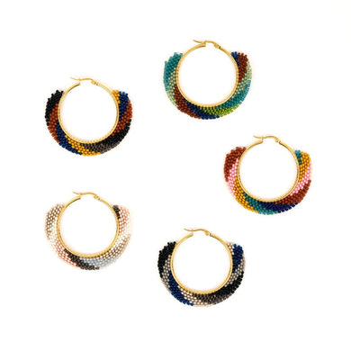 Swirl Hoop Beaded Earrings