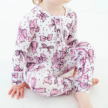 All Tied Up Pink Bows Bamboo Ruffle Convertible Footie Pjs