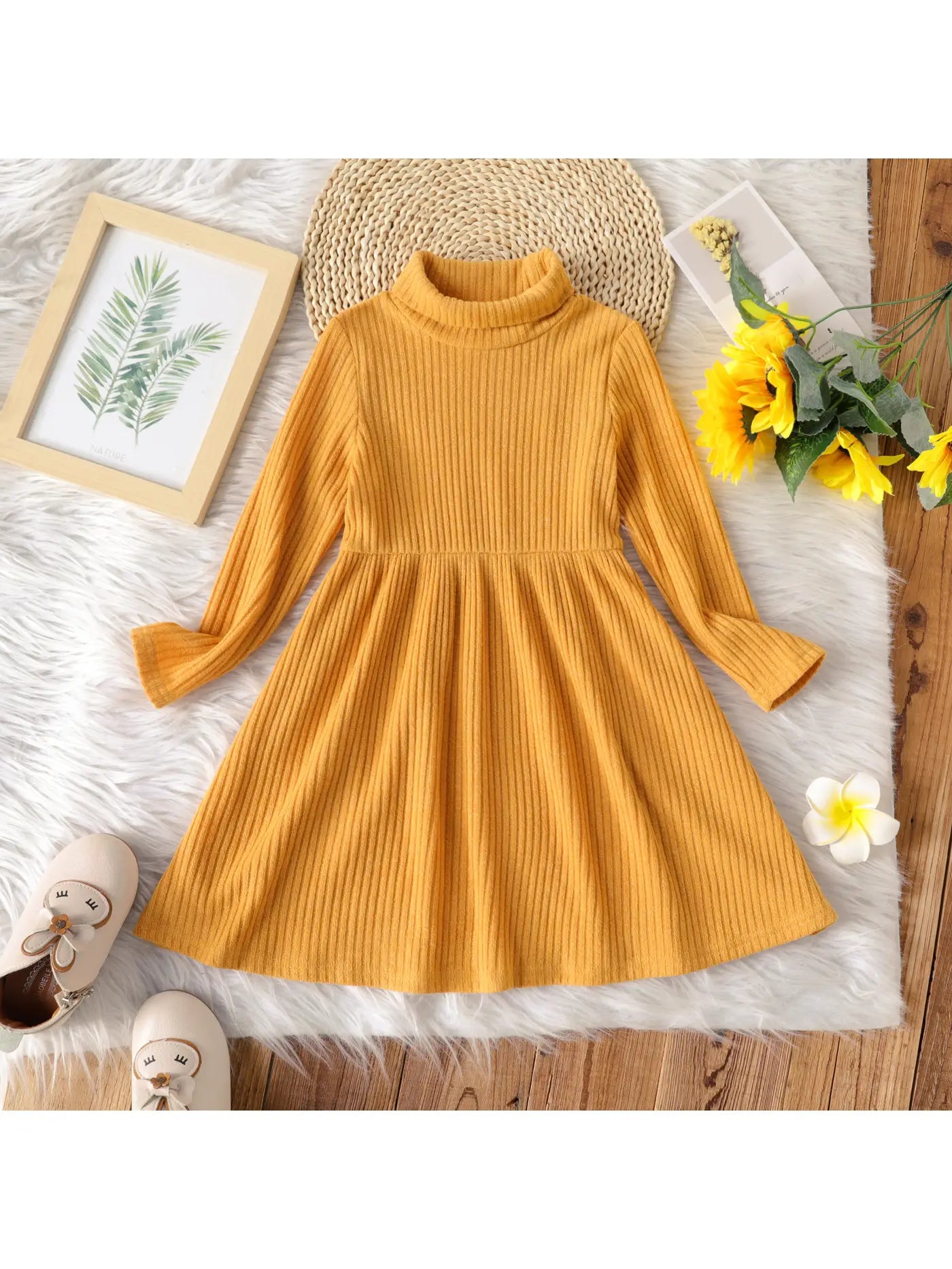 Turtleneck Ribbed Long Sleeve Dress Turtleneck Ribbed Long Sleeve Dress