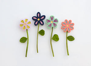 Hand-Painted Flower Stud Earrings Set