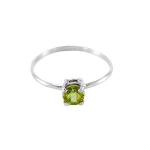 Peridot Solitaire Four Prong Sterling Silver Ring