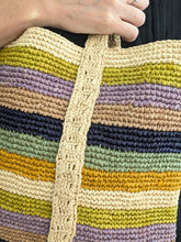 Handwoven Striped Raffia Tote