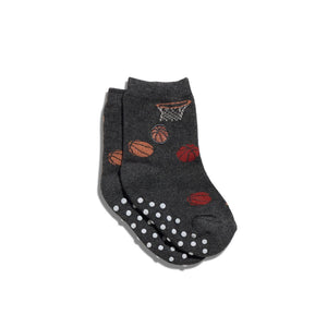 Kids Socks That Support Youth Sports (Gray Basketballs)