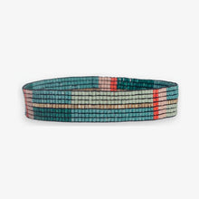 Alex Horizontal Colorblock Beaded Stretch Bracelet Modern Teal and Poppy