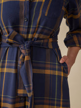 Sutton Shirtdress - Navy Yellow Plaid