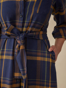 Sutton Shirtdress - Navy Yellow Plaid