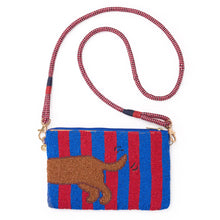Striped Dachshund Seed Bead Clutch With Strap