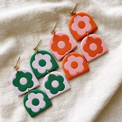 Calla | Colorblock Flower Polymer Clay Earrings