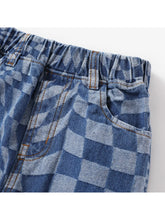 Avant-Garde Grid/Houndstooth Diamond Pattern Denim Jeans