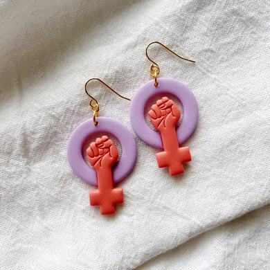 Girl Power Dangles | Feminist Polymer Clay Earrings