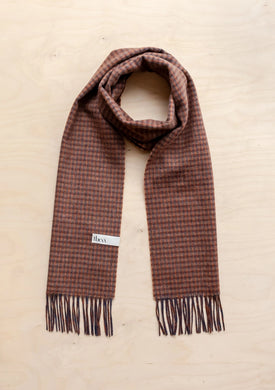 Lambswool Scarf in Coffee Textured Check