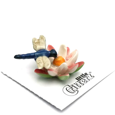 Bluet Dragonfly On Water Lily Porcelain Miniature