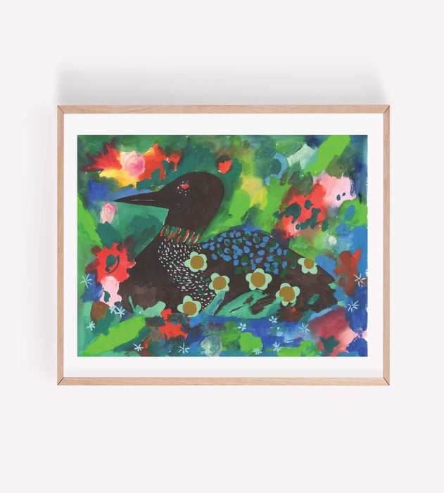 Psychedelic Watercolor Loon Art Print