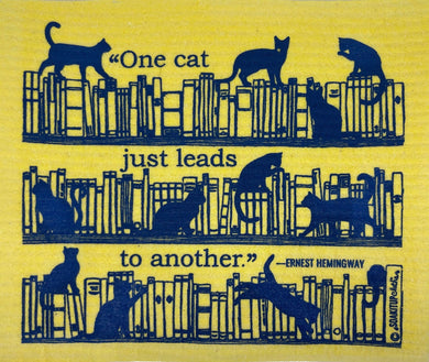 One Cat Just Leads to Another- Hemmingway Swedish Dishcloth