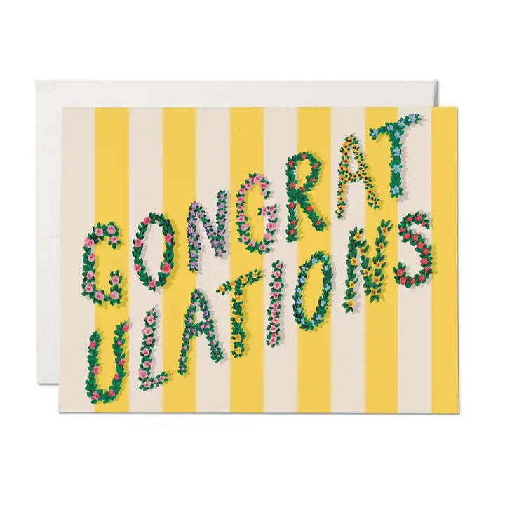 Yellow Stripes Congrats Congratulations Greeting Card