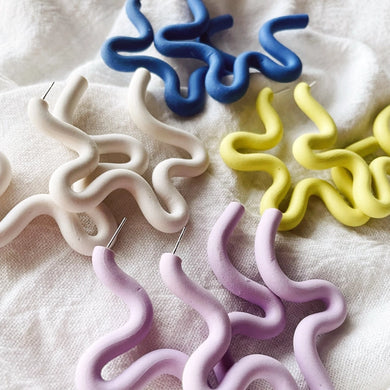 Squiggle Hoops | Polymer Clay Earrings (Multiple Colors)