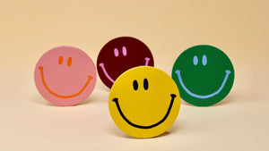 Happy Face Smiley Leather Coasters (Multiple Colors/Sold Separately)