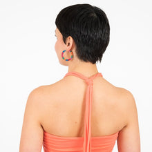 Patchwork Tube Beaded Hoop Earrings (Multiple Colors)