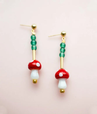 Mushroom Beaded Earrings