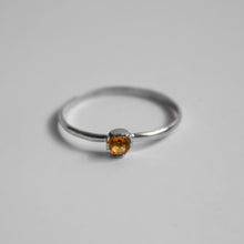 Petite Citrine Solitare Sterling Silver Ring (Assorted Sizes)