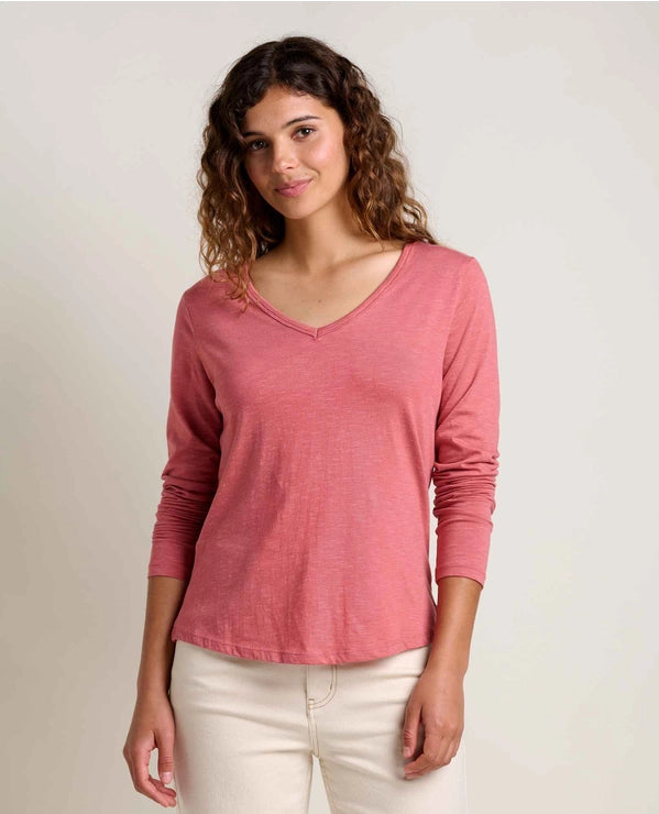 Marley Long Sleeve V-Neck Tee - Dusty Cedar